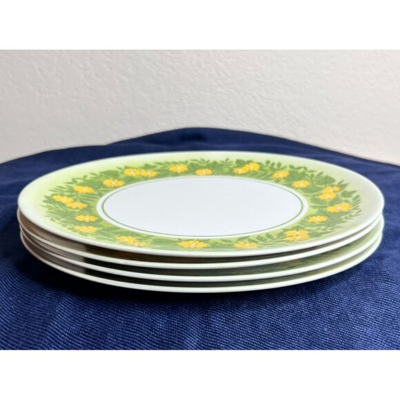 Vintage Lenox Ware Set Of 4 Yellow Daisy Pattern Melamine Plates 9-1/2" READ - Picture 14 of 16